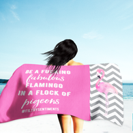 Flamingo Naughty Beach Towel